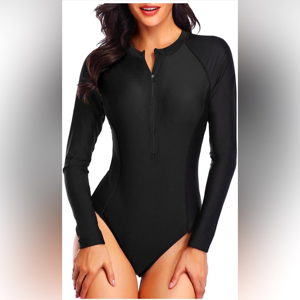 Daci Women Long Sleeve Rash Guard One Piece Swimsuit Zipper UPF 50